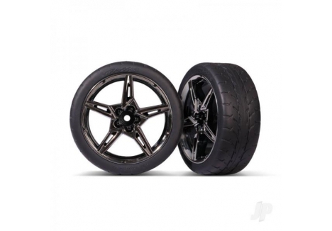 Traxxas Split-Spoke Black Chrome Front Wheels 1.9 Inch Response Tyres TRX9370