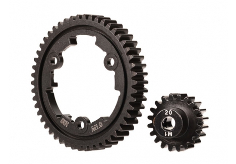 Traxxas Spur gear, 50-tooth (machined hardened steel / wide-face), 20-T pinion (1.0 metric pitch) (fits 5mm shaft), set screw TRX6450