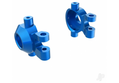 Traxxas Steering blocks, 6061-T6 aluminium (blue-anodised) (left & right)/ 2.5x12mm BCS (with threadlock) (2)/ 2x6mm SS (with threadlock) (4) TRX9737-BLUE