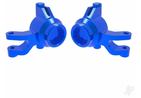 Traxxas Steering blocks, 6061-T6 aluminium (Blue-anodised) (left & right), 3x12mm SS (with threadlock) (4 pcs), 3x15mm BCS (with threadlock) (2 pcs) TRX10734-BLUE