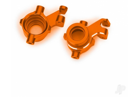 Traxxas Steering blocks, 6061-T6 aluminium (orange-anodised), left & right, 3x18mm BCS (with threadlock) (2) TRX10237-ORNG