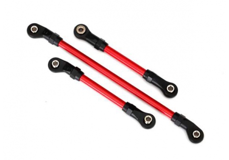 Traxxas Steering link, 5x117mm (1pc) / drag link, 5x60mm (1pc) / panhard link, 5x63mm (Red powder coated Steel) (assembled with hollow balls) (for use with #8140R TRX-4 Long Arm Lift Kit) TRX8146R