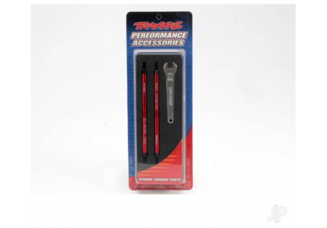 Traxxas Toe links, Revo (Tubes Red-anodised, 7075-T6 aluminium, stronger than Titanium) (128mm, fits Front or Rear) (2 pcs) / rod ends, Rear (4 pcs) / rod ends, Front (4 pcs) / aluminium wrench (1pc) TRX5338R