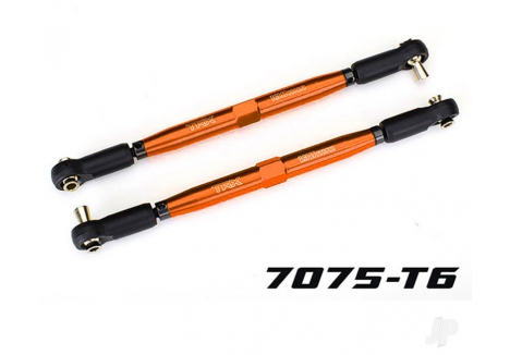 Traxxas Toe links, X-Maxx (Tubes Orange-anodised, 7075-T6 aluminium, stronger than Titanium) (157mm) (2) / rod ends, assembled with steel hollow balls (4) / aluminium wrench, 10mm (1) TRX7748-ORNG