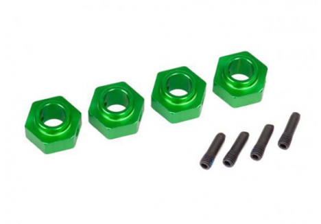 Traxxas Wheel Hubs, 12mm hex, 6061-T6 aluminium (Green-anodised) (4 pcs) / screw pin (4 pcs) TRX8269G