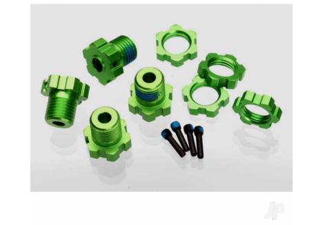Traxxas Wheel Hubs, Splined, 17mm (Green-anodised) (4 pcs) / wheel nuts, splined, 17mm (Blue-anodised) (4 pcs) / screw pins, 4x13mm (with threadlock) (4 pcs) TRX5353G