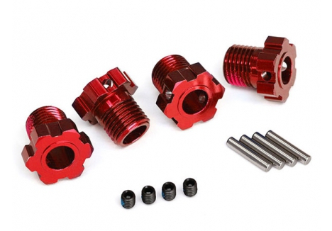 Traxxas Wheel Hubs Splined 17mm Red Anodised Aluminium TRX8654R