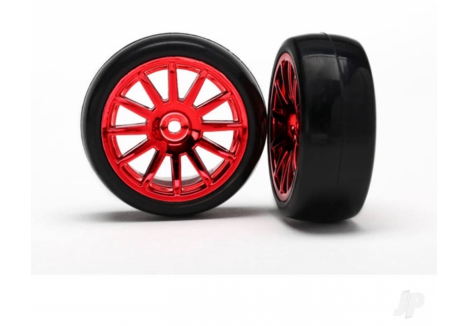 Traxxas Wheels and Tyres 1/10 RC Car 12-Spoke Red Chrome Slick TRX7573X