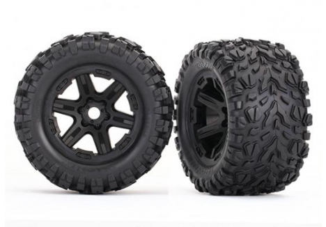 Traxxas Wheels and Tyres Assembled Glued Black Talon EXT 1/8 TRX8672