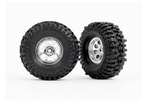 Traxxas Wheels & Tyres, Assembled (Chrome 1.0in wheels, Mickey Thompson Baja Pro Xs 2.4x1.0in tyres) (2) TRX9873