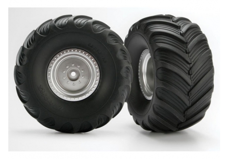 Traxxas Wheels Tyres Assembled Glued Satin Chrome Monster Jam TRX3665