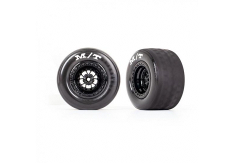 Traxxas Wheels & Tyres, Assembled, Glued (Weld Gloss Black wheels, tyres, foam inserts) (rear) (2 pcs) TRX9475