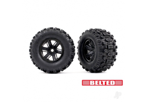 Traxxas X-Maxx 1/6 Sledgehammer Belted Tyres Wheel Tyre Assembly Pair TRX7871