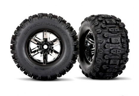 Traxxas X-Maxx Sledgehammer Tyres Black Chrome Wheels Assembled 1/7 TRX7774A