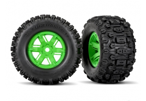 Traxxas X-Maxx Sledgehammer Tyres Green Wheels Assembled 1/7 TRX7774G