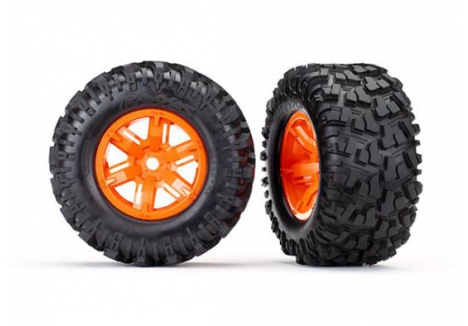 Traxxas X-Maxx Wheels and Tyres 1/7 Maxx AT Orange Assembled Glued TRX7772T