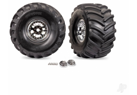 Traxxas X-Monster Chrome Wheels Terra Groove Tyres 1/10 RC TRX7696