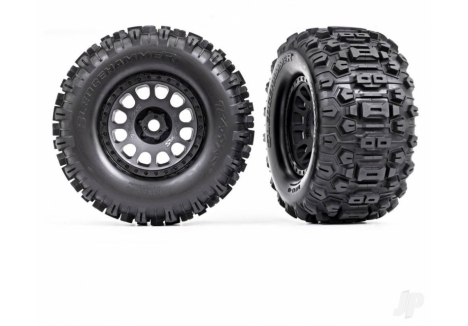 Traxxas XRT Wheels Tyres Assembled Glued 1/7 Sledgehammer Black TRX7876