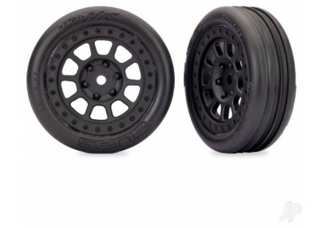 Tyres & Wheels, Assembled (2.2" black beadlock wheels, Alias ribbed 2.2" tyres) (2) (Bandit front, medium compound with foam inserts)