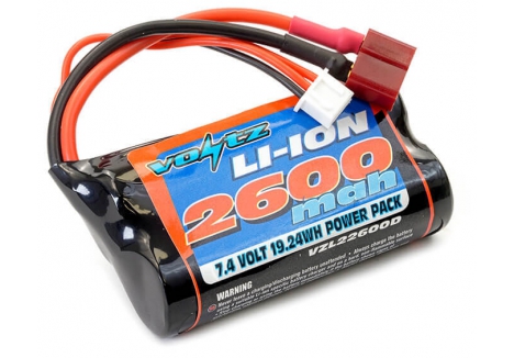 Voltz Li-Ion 7.4V 2600mAh RC Battery with Deans T-Plug Connector VZL22600D