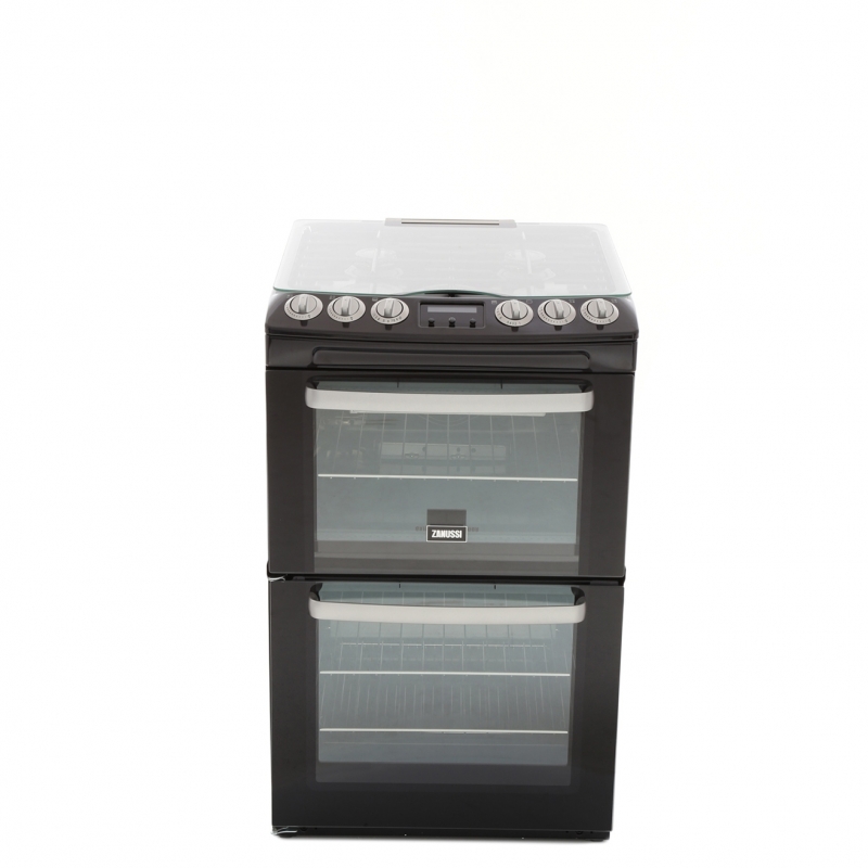 Appliance Electronics Zanussi ZCG552GNC Gas Double Oven Cooker 55cm Black