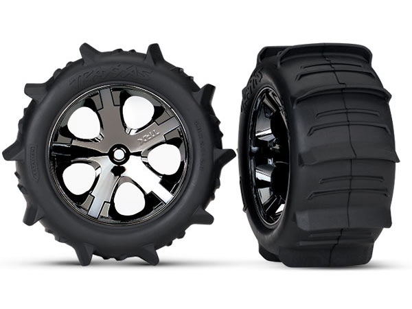 Traxxas 5373 Chrome Hurricane Wheels - 3.8" Size For Maxx/Revo RC Monster Trucks (2-Pack)