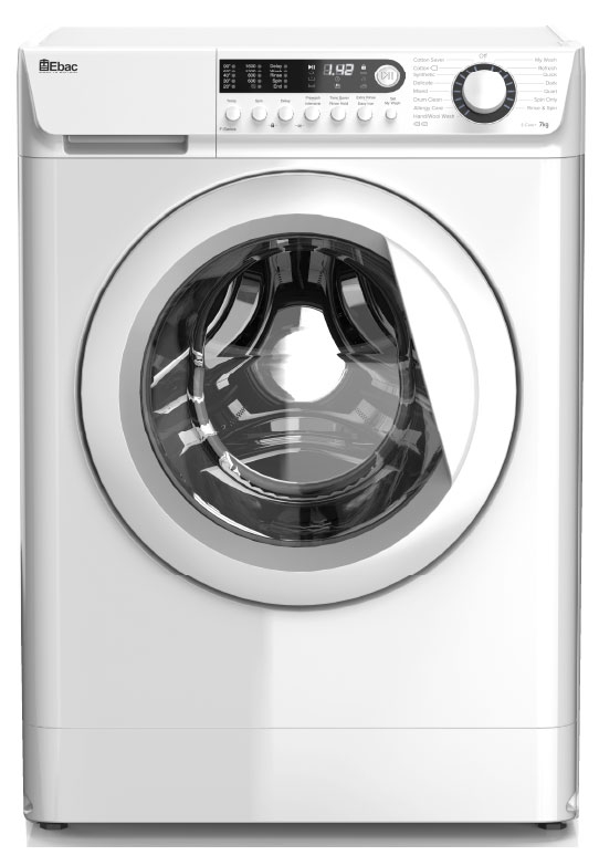 Appliance Electronics EBAC AWM106D2HWH 10kg 1600 Spin Washing