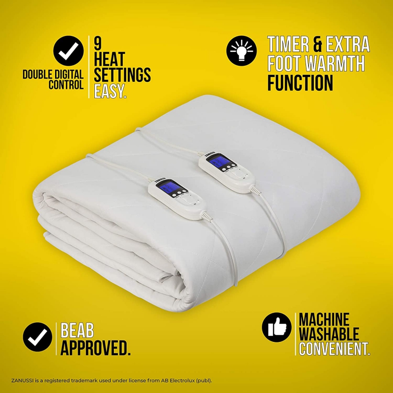 Appliance Electronics Zanussi Electric Blanket, Heated Double Fitted
