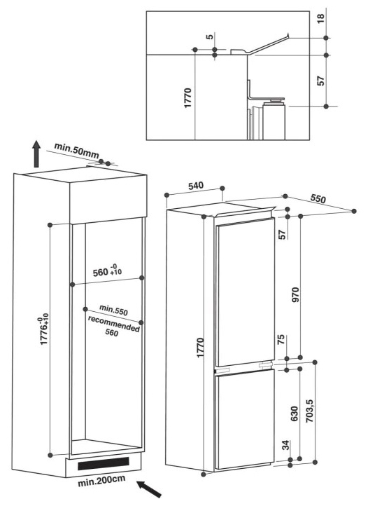 Appliance Electronics Whirlpool ART6500A+ 55cm Integrated Fridge