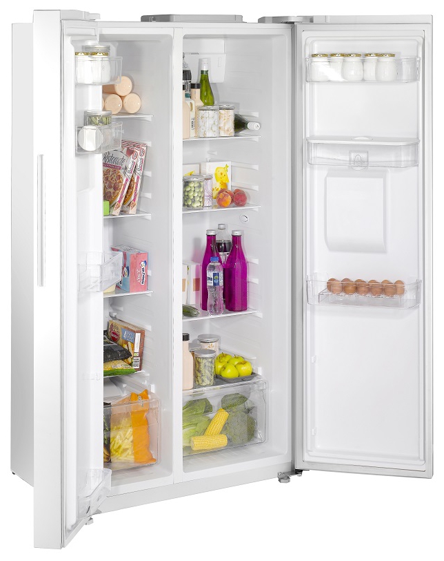 Appliance Electronics Teknix TSBSW911772W Side by Side White Fridge Freezer With Water Dispenser
