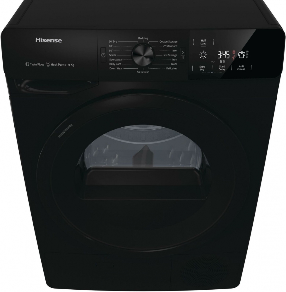 Appliance Electronics Hisense DHGE901B 9Kg Heat Pump Tumble Dryer Black A++ Rated