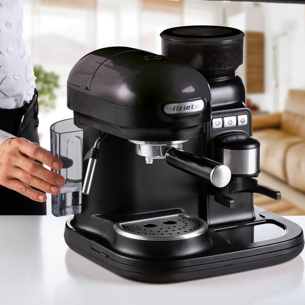 Appliance Electronics Ariete AR1319 Moderna Espresso Coffee Machine with Grinder Black AR1319