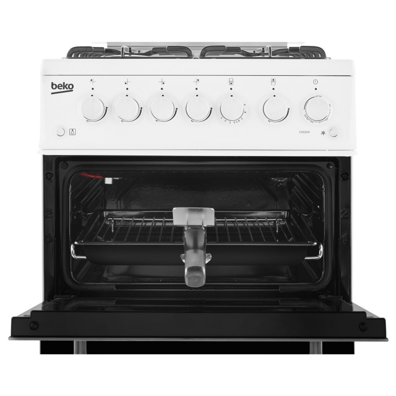Appliance Electronics Beko EDG504W 50cm Gas Cooker with Glass lid