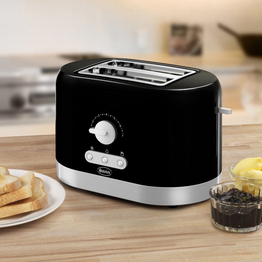 Appliance Electronics Swan ST10020BLKN 2 Slice Toaster In Black